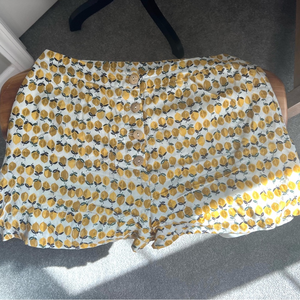 Alya Yellow Lemon Print High Waist Shorts